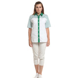 Дамска риза 48404 KELLY GREEN/GREY STRIPES, от WEITBLICK, къс ръкав | РАБОТНИ ОБЛЕКЛА от Mtex Professional