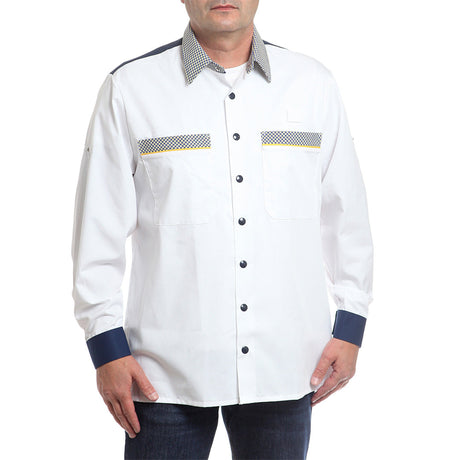 Риза 91034 NAVY/YELLOW SMALL CHECK, дълъг ръкав, от WEITBLICK | РАБОТНИ ОБЛЕКЛА от Mtex Professional