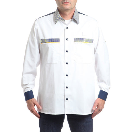 Риза 91034 NAVY/YELLOW SMALL CHECK, дълъг ръкав, от WEITBLICK | РАБОТНИ ОБЛЕКЛА от Mtex Professional