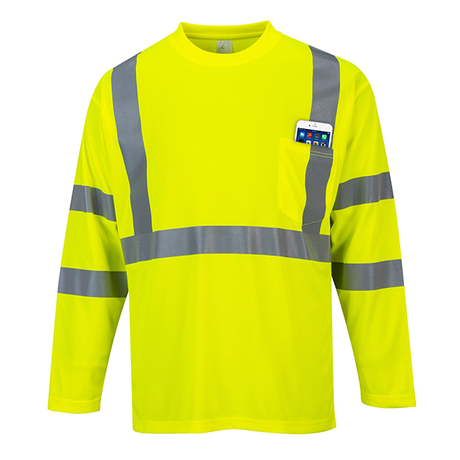 Тениска, S191 YER HI-VIS, от PORTWEST, с дълъг ръкав и джоб | Работни облекла