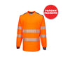 Тениска T185 ORANGE/NAVY PW3 HI VIS, с дълъг ръкав