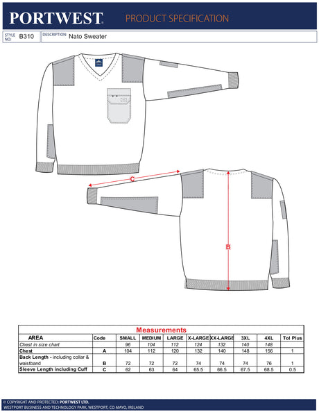 Пуловер B310 BKR NATO от PORTWEST | Работно облекло