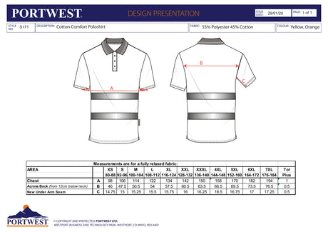 Блуза поло пике, S171 ORR  COMFORT, от PORTWEST, с къси ръкави | Работни облекла