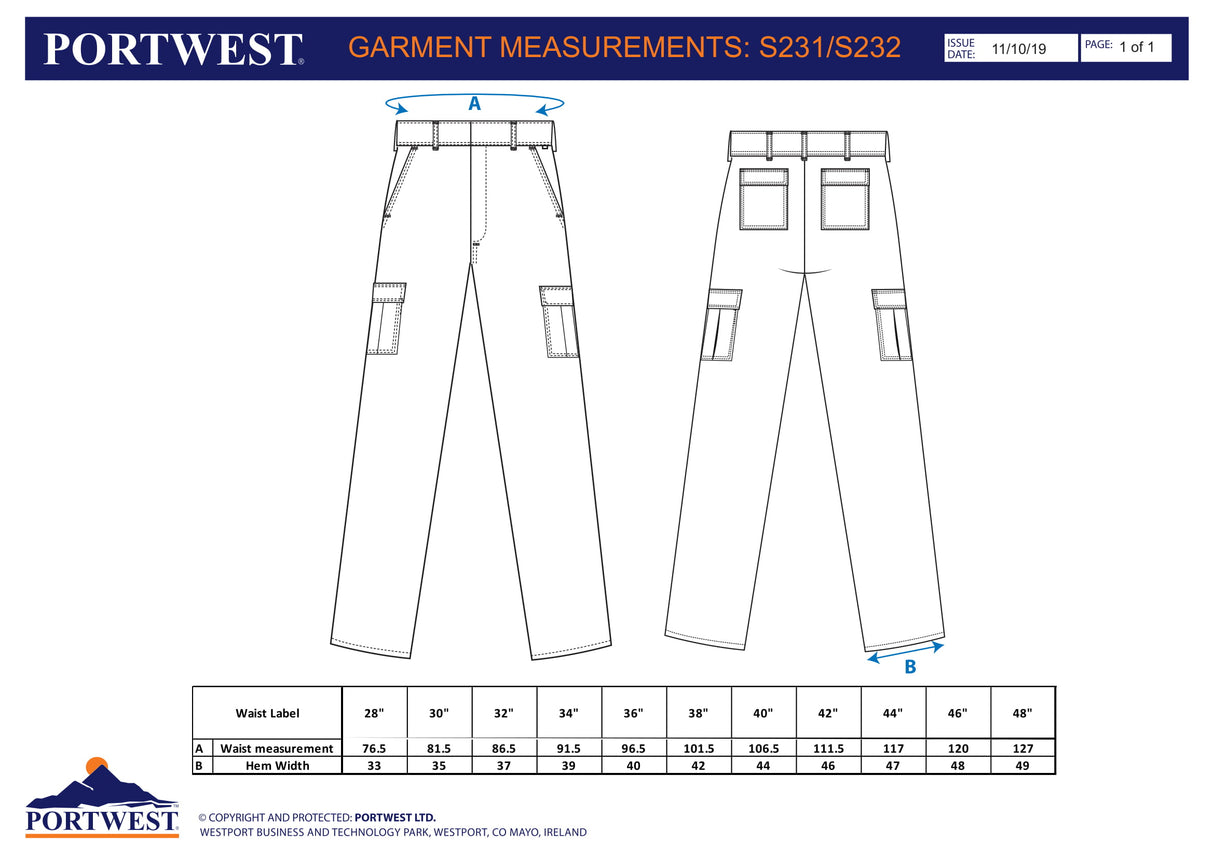 Еластичен слим панталон S232 BKR CHINO от PORTWEST | Работно облекло