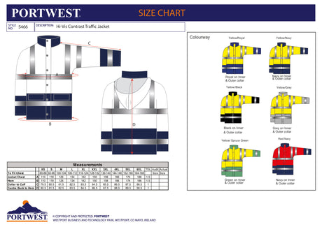 Яке, S466 YRB HI-VIS TRAFFIC, от PORTWEST, водоустойчиво, контрастно | Работни облекла