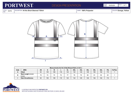 Тениска, S478 YER HI-VIS, от PORTWEST | РАБОТНО ОБЛЕКЛО