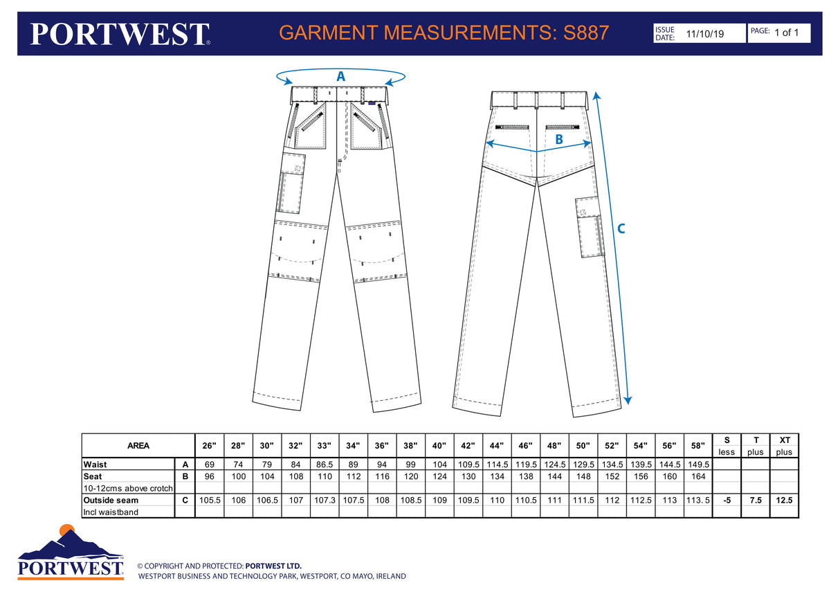 Панталон S887 BKR ACTION от PORTWEST | Работно облекло
