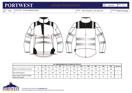 Яке, T402 YNR PW3 HI-VIS, от PORTWEST, софтшел | РАБОТНИ ОБЛЕКЛА