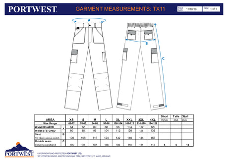 Панталон TX11 GRR TEXO от PORTWEST | Работно облекло