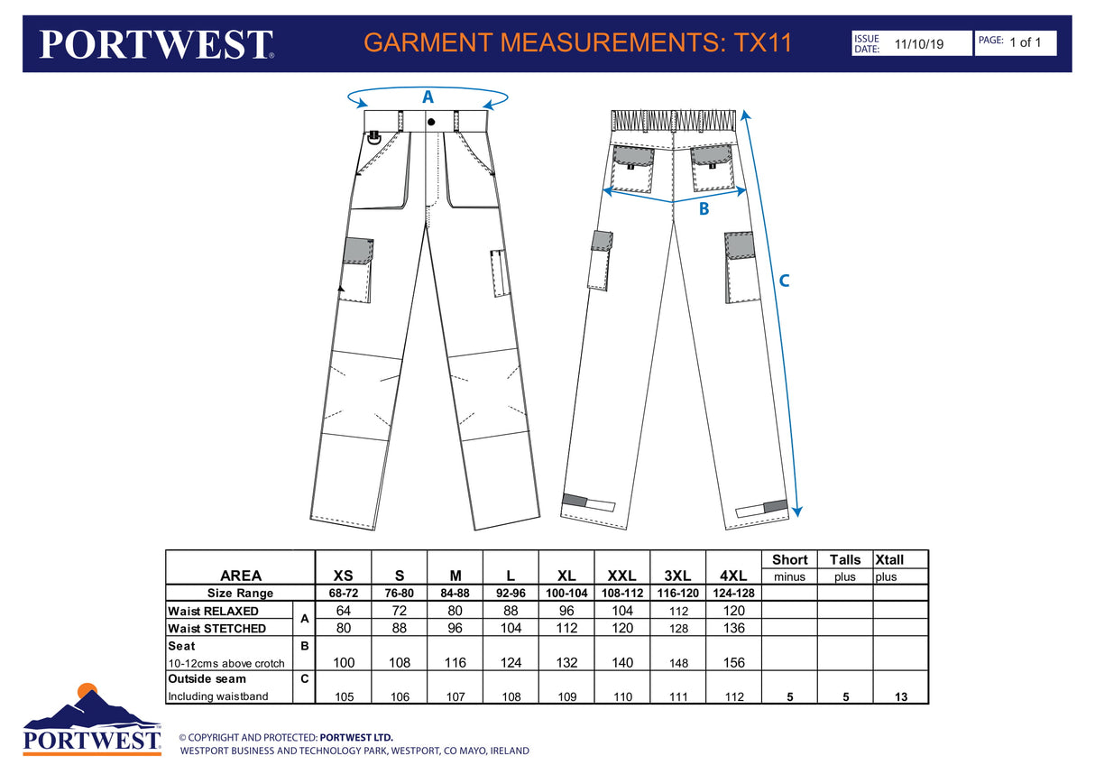 Панталон TX11 NAR TEXO от PORTWEST | Работно облекло