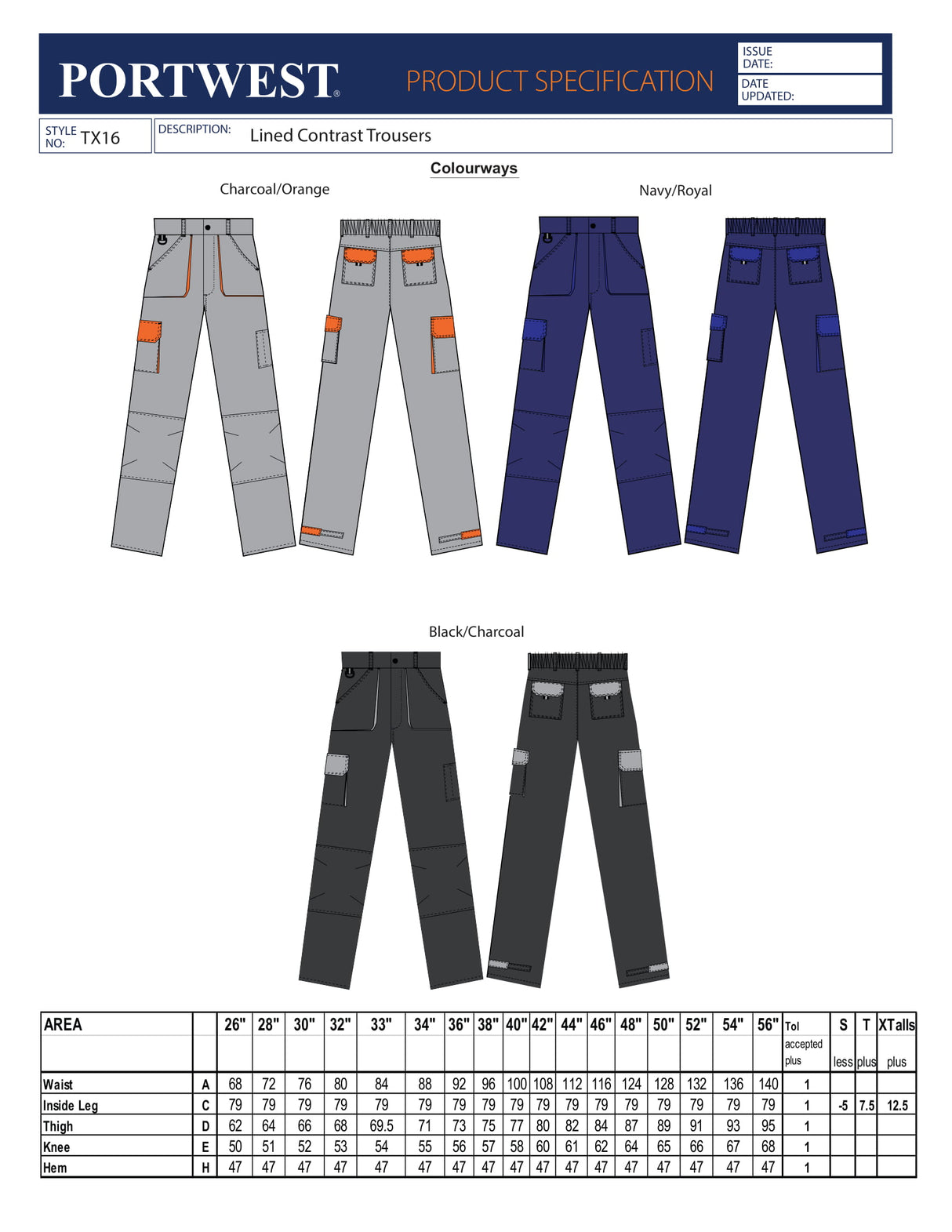Панталон TX16 BKR TEXO CONTRAST от PORTWEST | Работно облекло